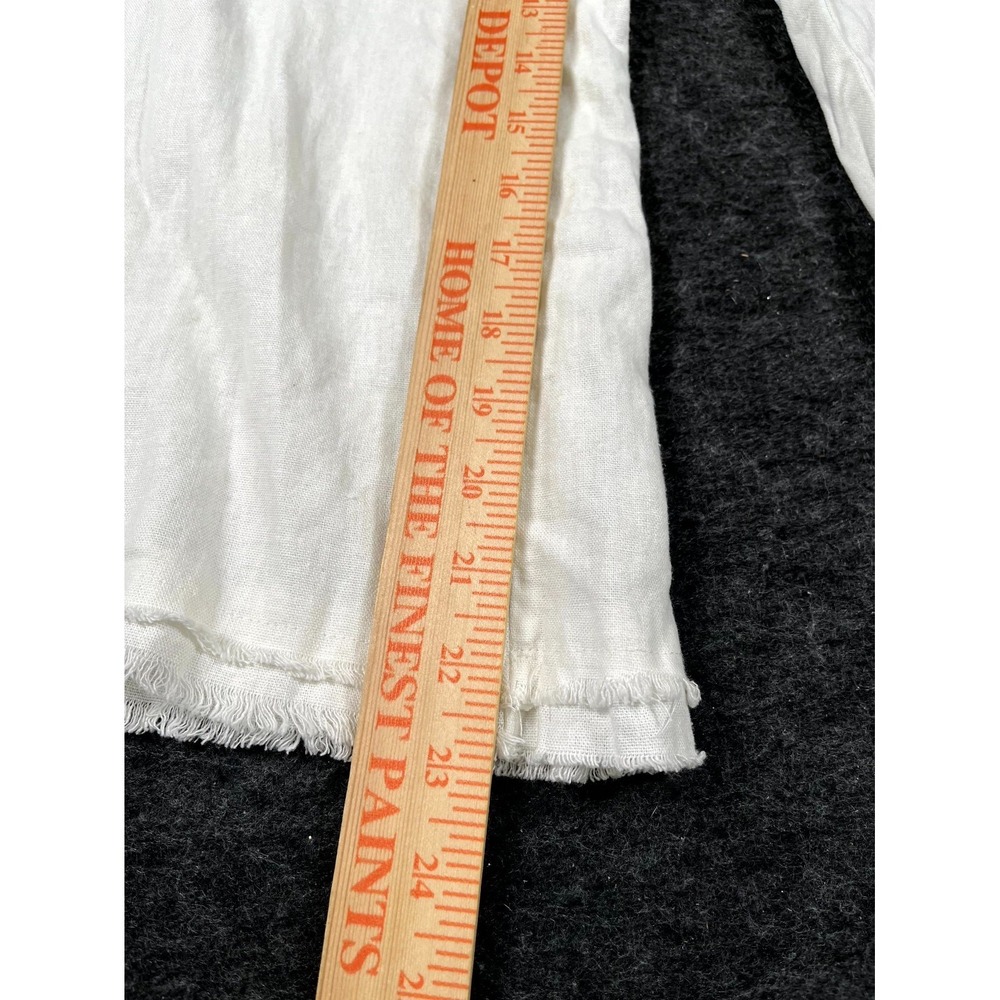 Beau Dawson Pants Womens Large White Linen Drawstring Raw Hem Wide Leg Casual - Picture 2 of 9